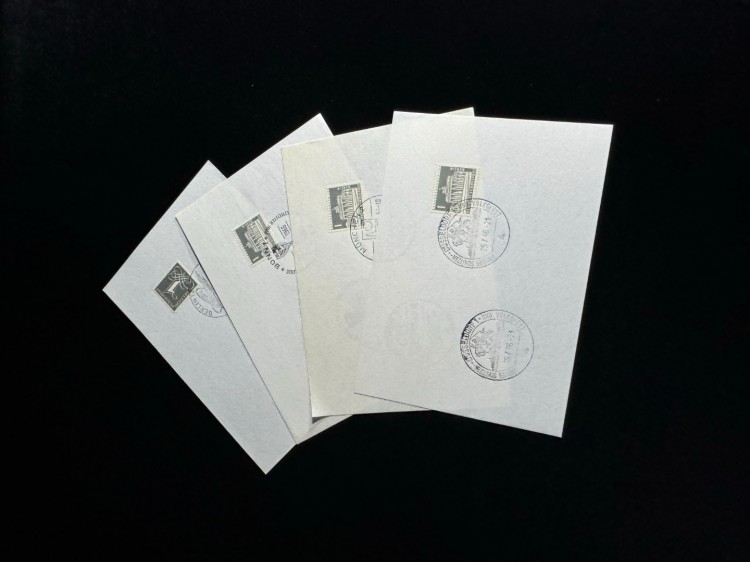 1966 yılından 4 Adet ALMANYA FORMÜLER KART ÜZERİNDE Pullu Özel Gün Damgalı 