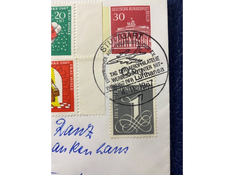 1967 UÇAK POSTASI ALMANYA ÖZEL AVRUPA AEROPHİLATELİE DAMGALI İLK GÜN ZARFI REFAH PULLARI  ERSTAUSGABETAG DEUTSCHLAND BRD AİRMAİL