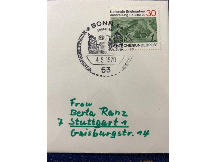1970 ALMANYA ÖZEL DAMGALI İLK GÜN ZARFI TAG DER BRİEFMARKE 50 JAHRE SAAR BRİEFMARKEN 1953 ERSTAUSGABETAG DEUTSCHLAND BRD