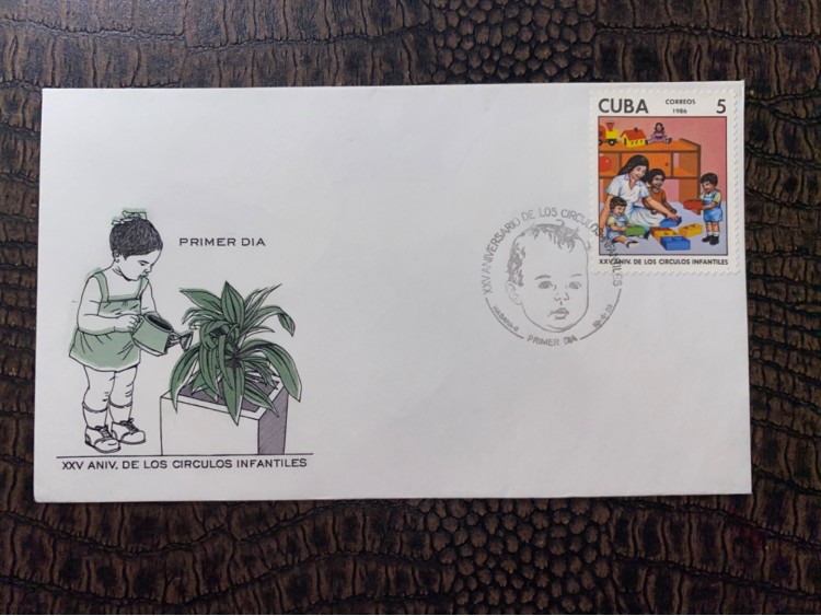 1986 CUBA FDC XXV. Aniv. DE LOS CİRCULOS İNFATİLES CUBA  KÜBA İLK GÜN ZARFI ÇOCUK ÇEMBERİ  25. YIL DÖNÜMÜ