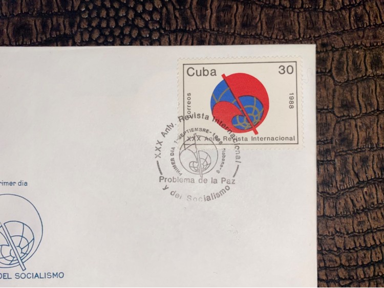 1988 CUBA FDC 30. AN. PROBLEMA DE LA PAZ Y DEL SOCİALİSMO
