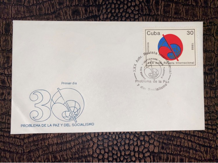 1988 CUBA FDC 30. AN. PROBLEMA DE LA PAZ Y DEL SOCİALİSMO