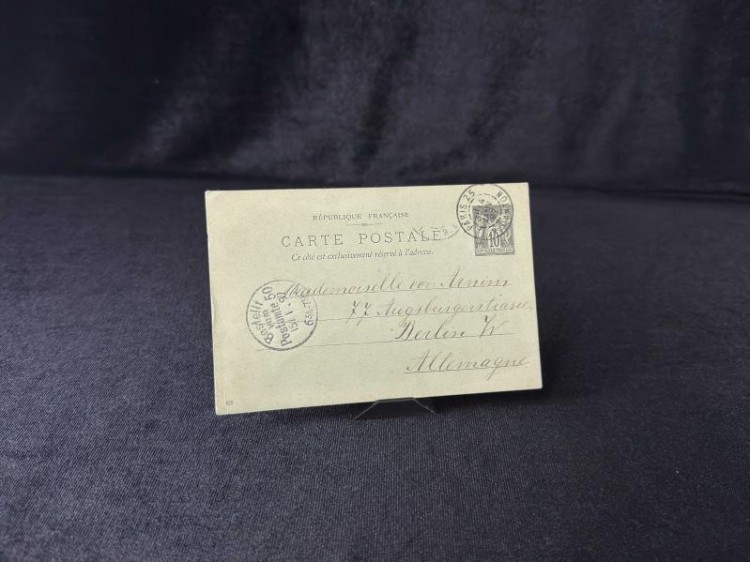 1897 Yılına ait Posta Kartı Antiye Fransa'dan Almanya'ya postalanmış