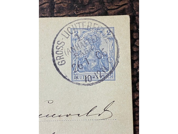 ALMANYA REİCH DÖNEMİNE AİT 1906 Yılında postadan geçmiş Posta Kartı Tren Postası Damgalı Kendinden Pullu  2 Pfennig Germania Deutsches Reich