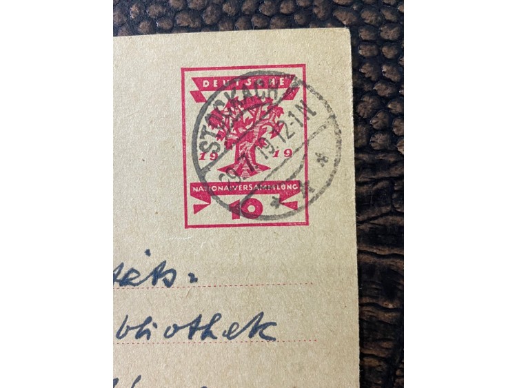 ALMANYA REİCH DÖNEMİNE AİT 1912 Yılında postadan geçmiş Stockach - Heidelberg POSTA KARTI Kendinden Pullu 10 Pfennig Deutsche Nationalversammlung