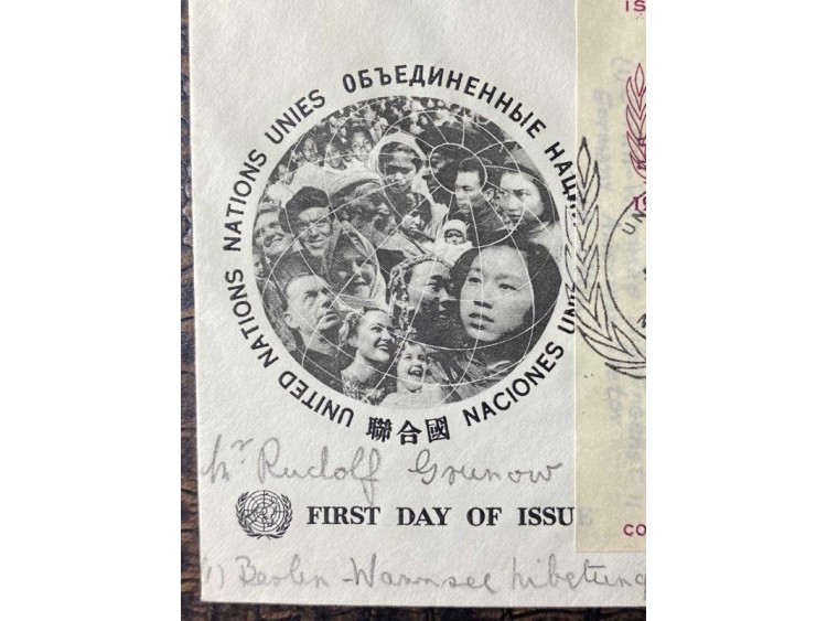 Birleşmiş Milletler İLK GÜN ZARFI 10. Yıl Dönümü  Postadan geçmiş 1955 United Nations FDC 10. Anniversary United Nations York Scott 38