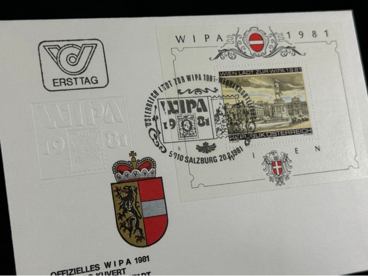 RESMİ WİPA SALZBURG 1981 FDC İlk Gün Zarfı Özel Gün Damgalı ve Pullu Kabartmalı 