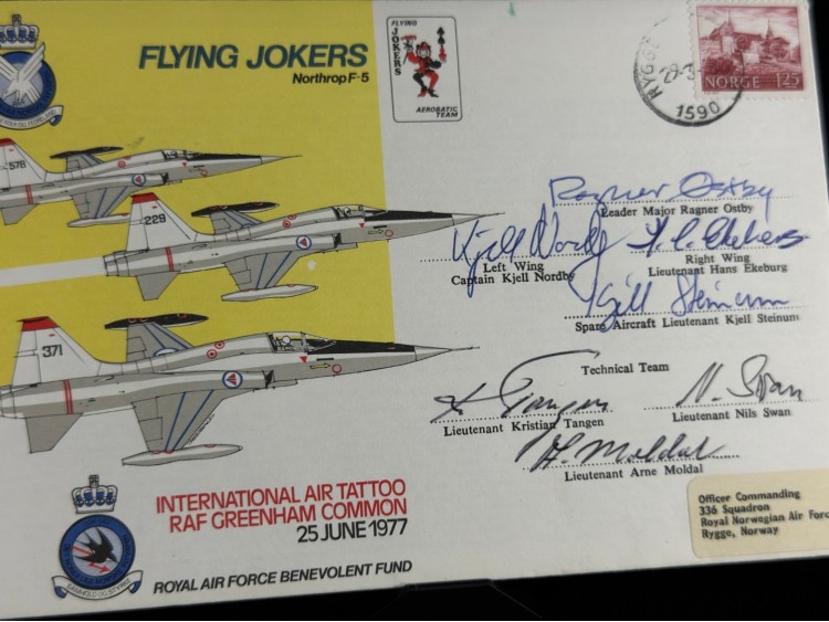 Royal Norwegian Air Force Norveç Kraliyet Hava Kuvvetleri 1977 Islak İmzalı Limited İlk Gün Zarfı