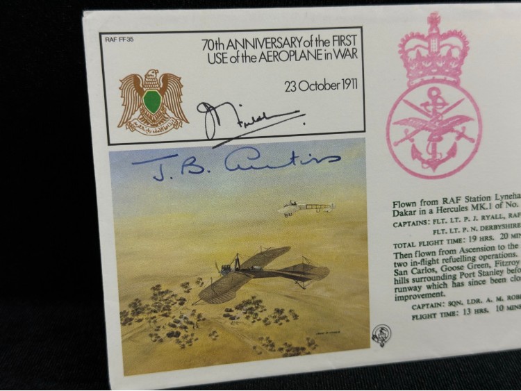Savaş Uçak Temalı İngiltere S. Jersey Özel Gün Damgalı İlk Gün Zarfı FDC RAF ROYAL AİR FORCE Islak İmzalı Limited 