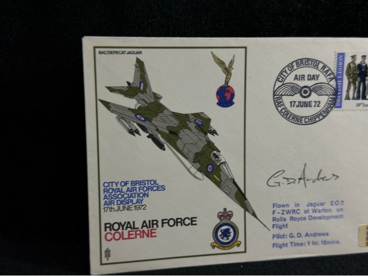 1972 İngiltere Kraliyet Hava Kuvvetleri RAF COLERNE ROYAL AİR FORCE FDC  İlk Gün Zarfı Islak İmzalı