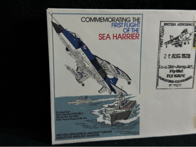 1978 İngiltere Kraliyet Hava Kuvvetleri RAF 1978 Sea Harrier First Flight, Pilot Signed ROYAL AİR FORCE FDC  İlk Gün Zarfı Islak İmzalı
