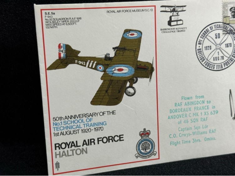 1970 İngiltere Kraliyet Hava Kuvvetleri ROYAL AİR FORCE RAF 50. Ann. No.1 School of Technical Training FDC  İlk Gün Zarfı Islak İmzalı