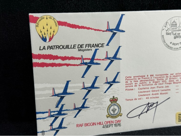 1976 İngiltere Kraliyet Hava Kuvvetleri ROYAL AİR FORCE RAF La Patrouille de France FDC İlk Gün Zarfı Islak İmzalı
