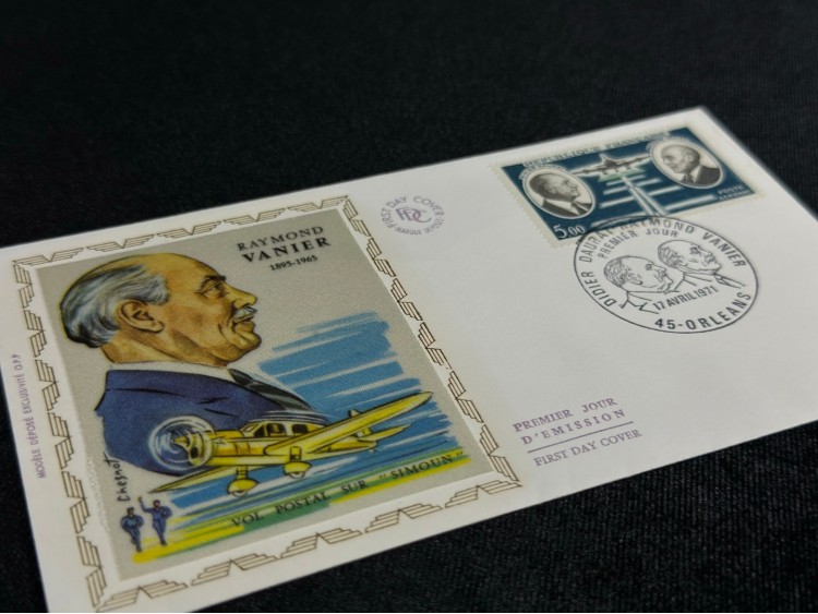 1971 Fransa FDC İlk Gün Zarfı  Raymond Vernier Premier Uçak temalı İpek Baskı 