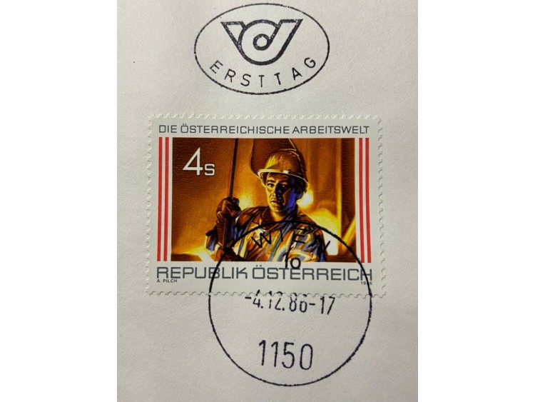 Österreich FDC Österreichische Arbeitswelt AVUSTURYA 1986 özel Pullu İlkgün Zarfı Avusturya Çalışma Dünyası