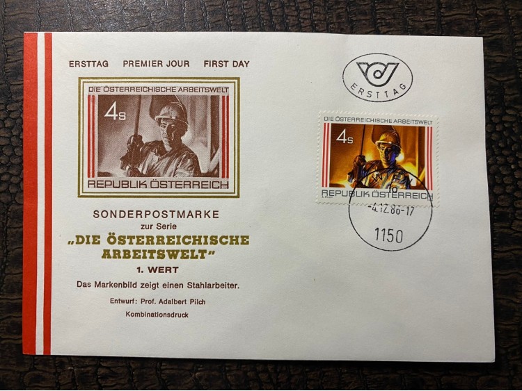 Österreich FDC Österreichische Arbeitswelt AVUSTURYA 1986 özel Pullu İlkgün Zarfı "Avusturya Çalışma Dünyası"