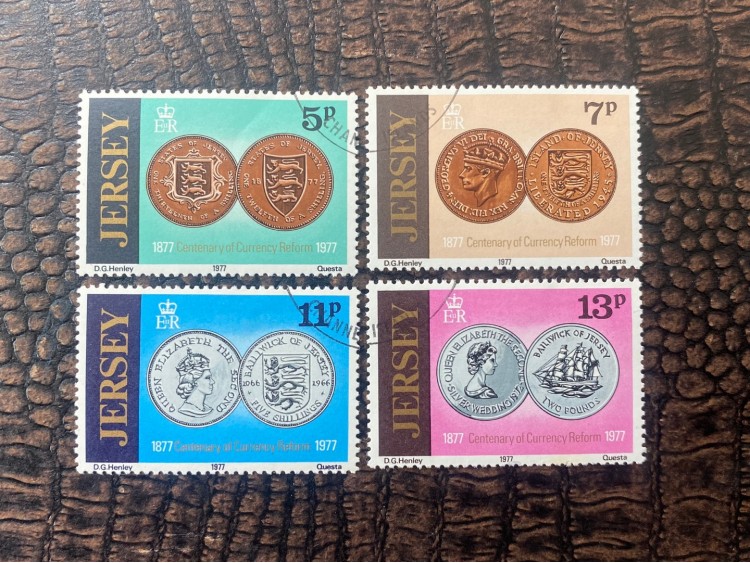 İngiliz Sömürge İngiltere "Jersey 1977 para reformu paraları 160/63"