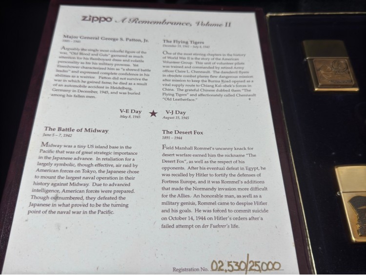 Orijinal Zippo Çakmak Seti -WORLD WAR II - A REMEMBRANCE VOL 2 Limited Edition