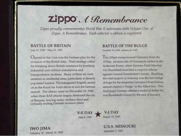 Orijinal Zippo Çakmak Seti -WORLD WAR II - A REMEMBRANCE VOL 1 Limited Edition