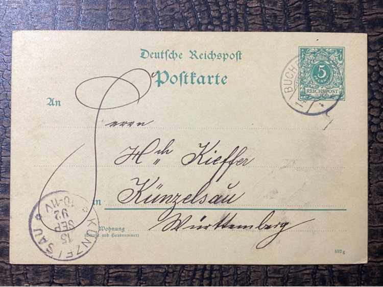 1892 Yılına ait Posta Kartı Antiye Almanya İmparatorlu Dönemi Deutsches Reich