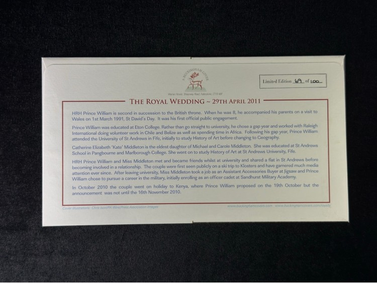 İngiltere THE ROYAL WEDDİNG HRH PRİNCE WİİLİAM AND MİSS CATHERİNE MİDDLETON LİMİTED 69/100 Australia