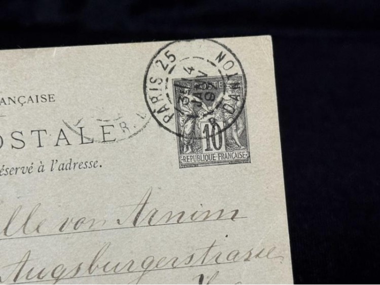 1897 Yılına ait Posta Kartı Antiye Fransa'dan Almanya'ya postalanmış 1897 Yılına ait Posta Kartı Antiye Fransa'dan Almanya'ya postalanmış
