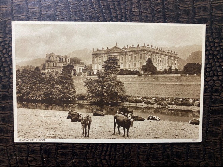 19.-20. Yüzyıl İngiltere CHATSWORTH HOUSE İngiliz KARTPOSTAL TAŞBASKI Great Britain