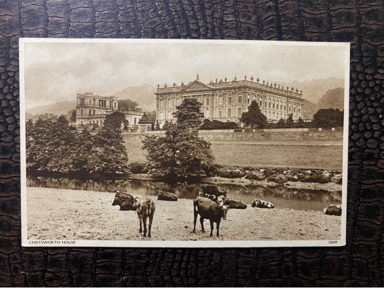 19.-20. Yüzyıl İngiltere CHATSWORTH HOUSE İngiliz KARTPOSTAL TAŞBASKI Great Britain