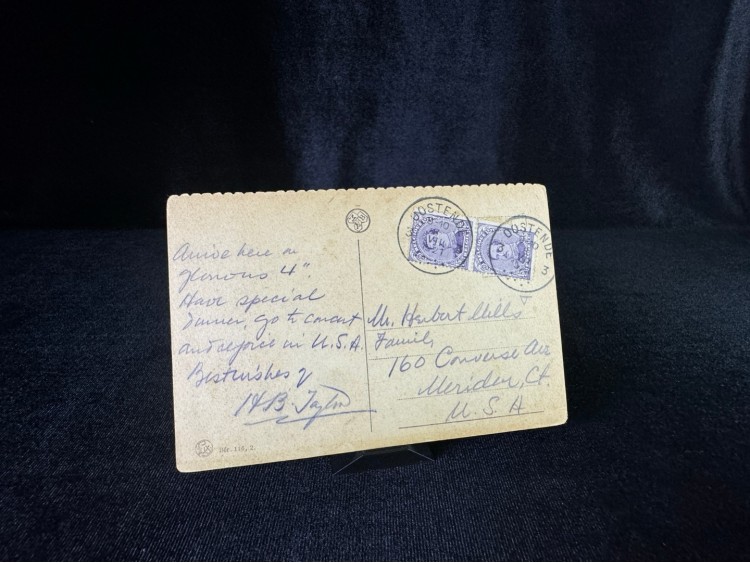 1921 Belçika'dan Amerika'ya postalanmış Ostende L Eglise Kilise belgium