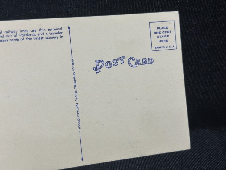 1930-1940  Amerika UNION STATION Railroad PORTLAND Oregon Postcard VINTAGE Linen Kartpostal