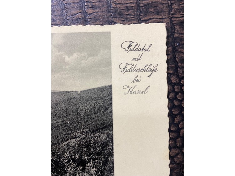 1933 Reich Dönemi Deutsches Reich Kartpostal postadan geçmiş Fuldatal mit Fuldaschleife bei Kassel