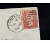 İngiltere Klasik Dönem 1866 Victoria Dönemi Red Penny Pullu Zarf postadan geçmiş  Hatalı kesim