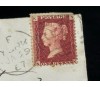 İngiltere Klasik Dönem 1867 Victoria Dönemi Red Penny Pullu Zarf postadan geçmiş Plate Number 92 Hatalı kesim